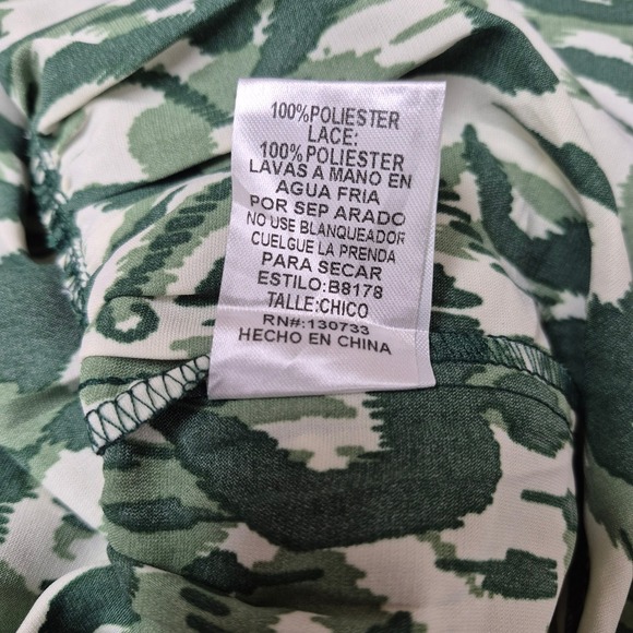 Umgee USA Green Abstract Print Button Down Mini Dress Long Balloon Sleeve Small - Picture 10 of 11